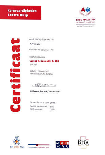 Ehbo Certificaat